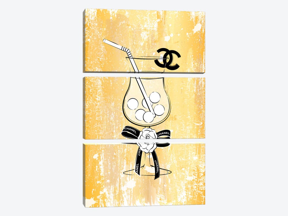 Chanel Drink Gold by Martina Pavlova 3-piece Canvas Art
