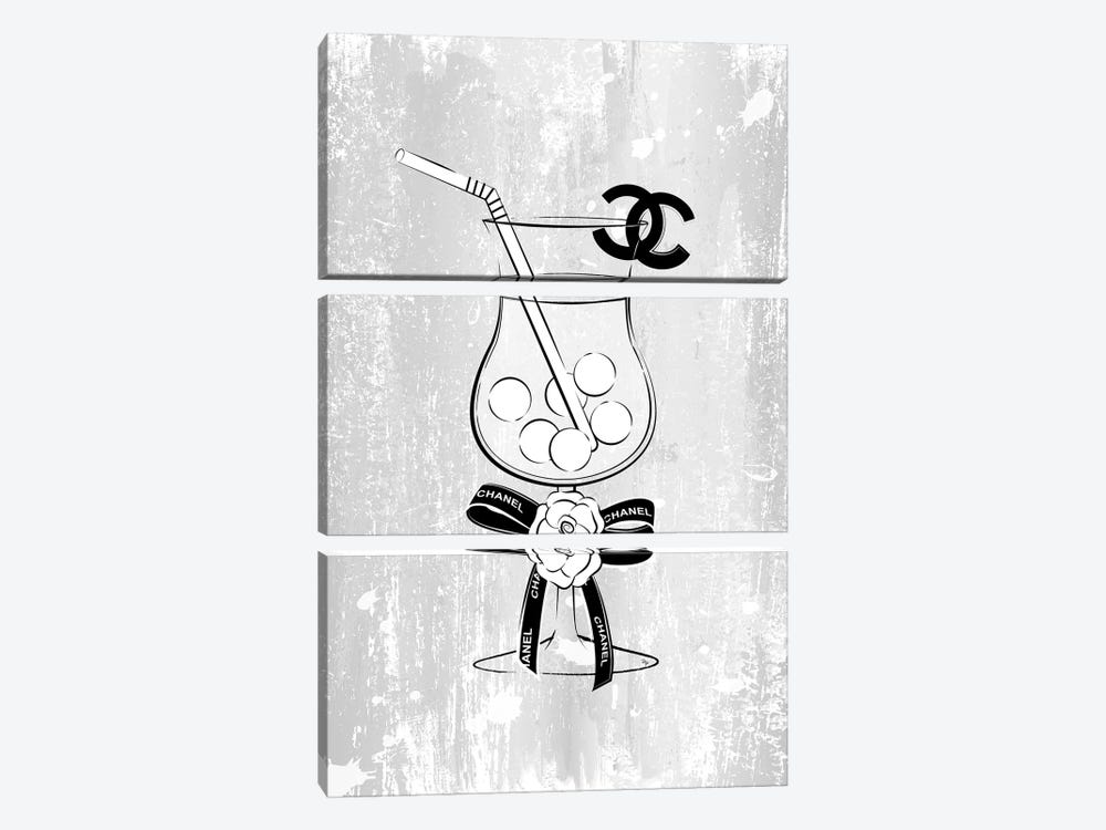 Chanel Drink Gray by Martina Pavlova 3-piece Art Print
