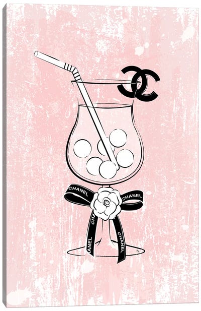 Chanel Drink Pink Canvas Art Print - Martina Pavlova Food & Drinks