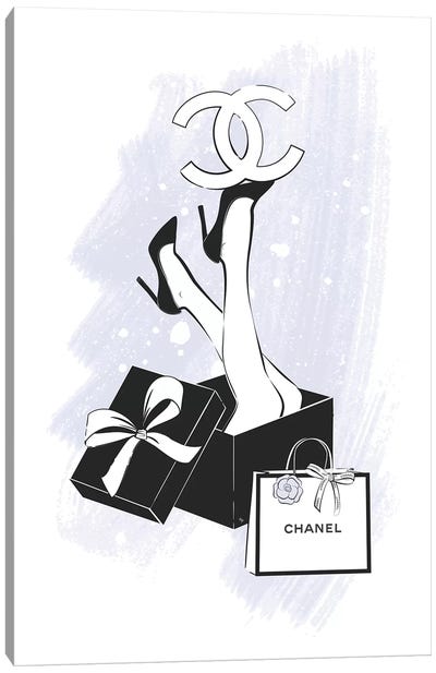 Chanel Legs Blue Canvas Art Print - Shopping Art