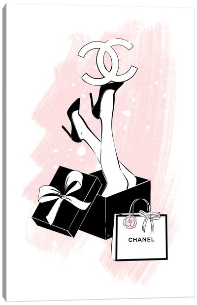 Chanel Legs Pink Canvas Art Print - Fashion Illustrations