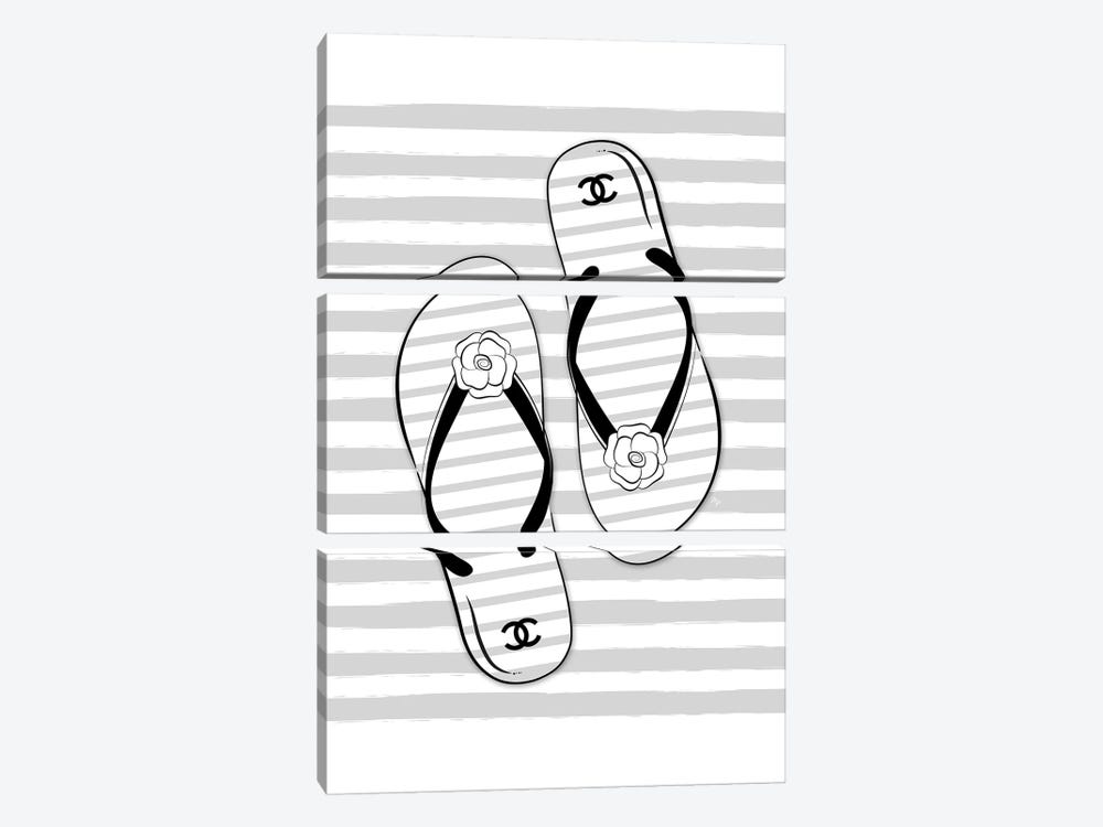 Flip Flops Gray by Martina Pavlova 3-piece Canvas Print