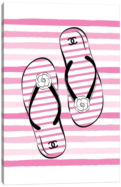 Flip Flops Pink Canvas Art Print - Chanel Art