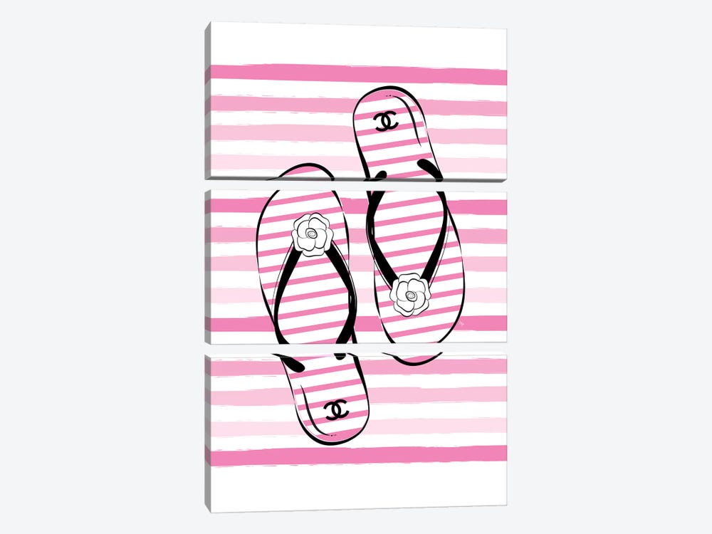 Flip Flops Pink by Martina Pavlova 3-piece Canvas Art