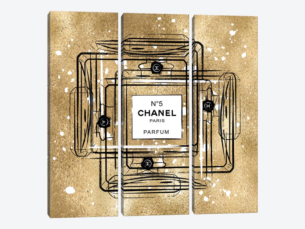 Golden Chanel by Martina Pavlova 3-piece Canvas Art Print