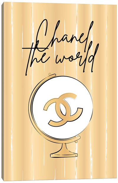 Chanel World In Gold Canvas Art Print - Chanel Art