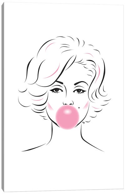 Marilyn Canvas Art Print - Bubble Gum