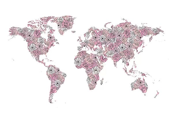 Kids Map Art: Peony Map by Martina Pavlova