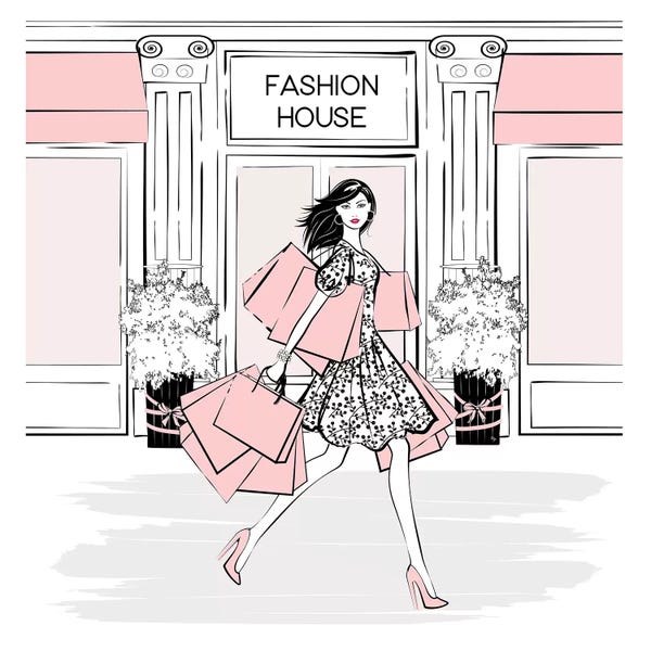 Shopping: Pink Shopaholic Square by Martina Pavlova