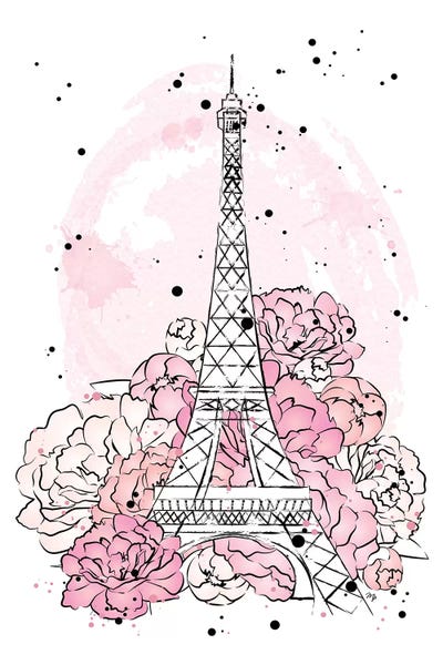 Eiffel Tower: Peony Paris by Martina Pavlova
