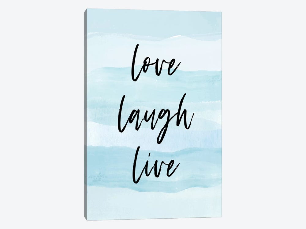 Love Laugh Quote Blue by Martina Pavlova 1-piece Art Print