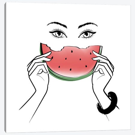 Eating Melon Canvas Print #PAV399} by Martina Pavlova Canvas Print