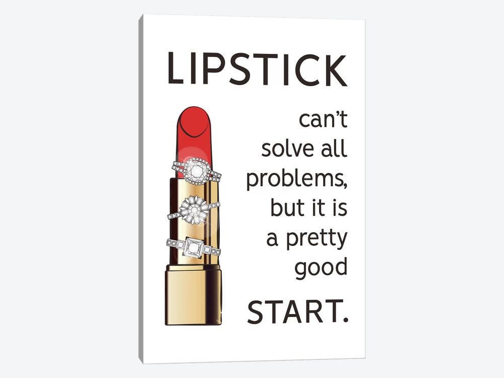 Lipstick Quote by Martina Pavlova 1-piece Canvas Wall Art