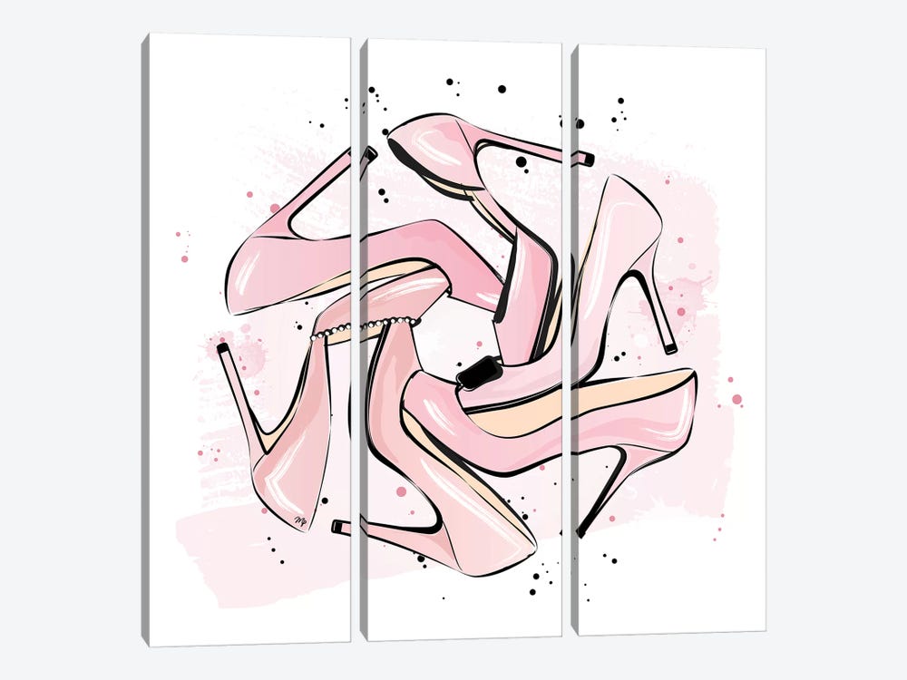 Pink Heels by Martina Pavlova 3-piece Canvas Print