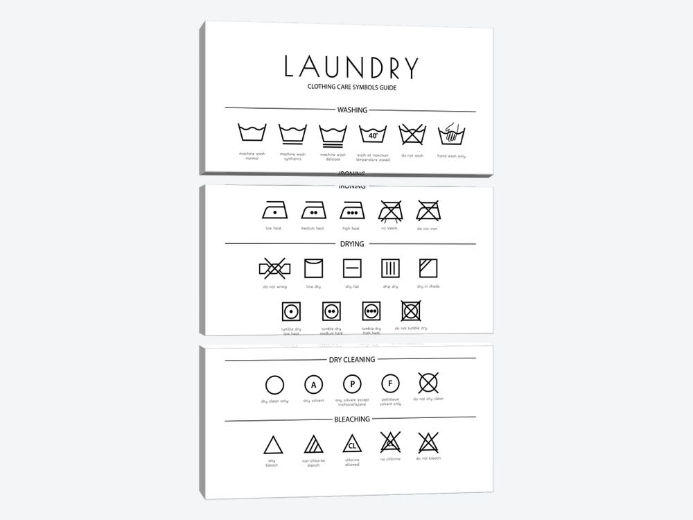 Laundry Symbols by Martina Pavlova 3-piece Canvas Art