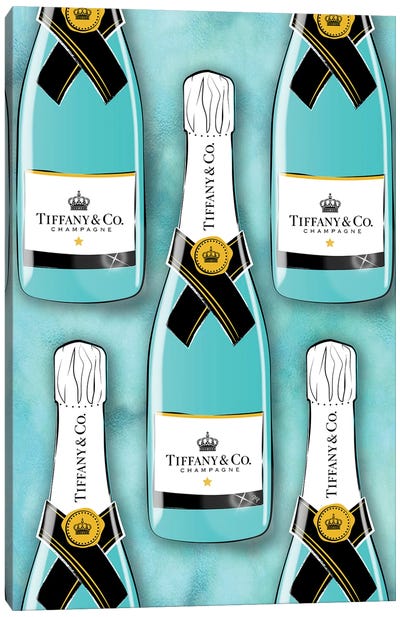Tiffany Bottles Canvas Art Print - Champagne Art