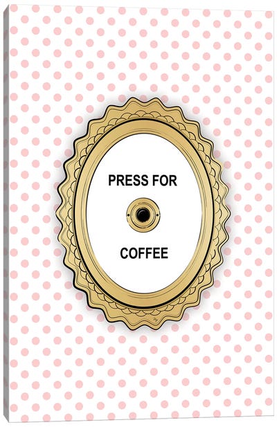Press For Coffee Canvas Art Print - Polka Dot Patterns