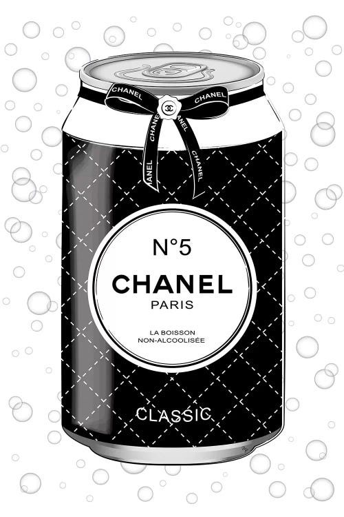 Framed Canvas Art (Gold Floating Frame) - Chanel Drink by Martina Pavlova ( Fashion > Fashion Brands > Chanel art) - 40x26 in