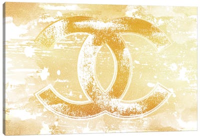Chanel Logo Gold Canvas Art Print - Martina Pavlova Fashion Brands