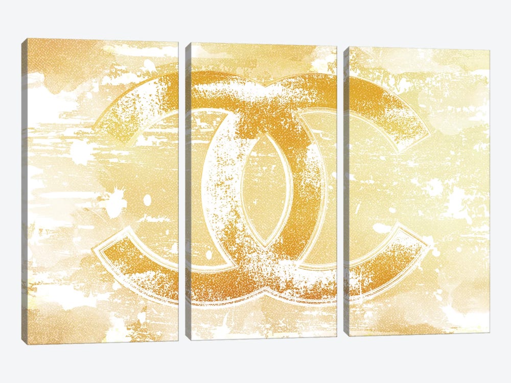 Chanel Logo Gold by Martina Pavlova 3-piece Art Print