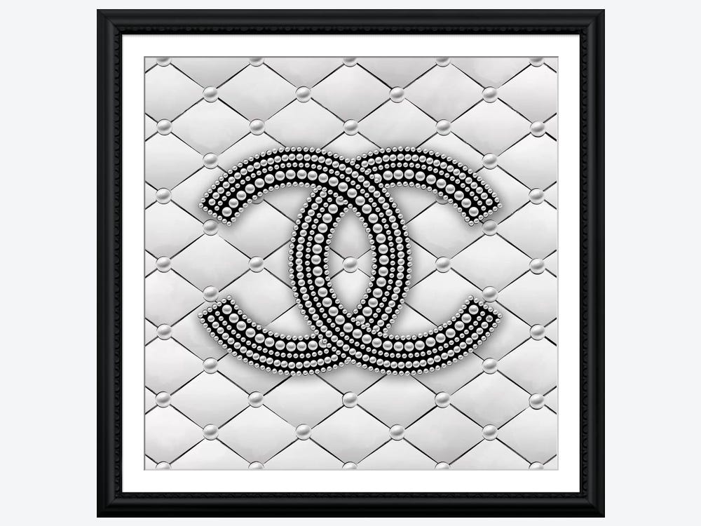 Framed Canvas Art (White Floating Frame) - Chanel White by Art Mirano ( Fashion > Fashion Brands > Chanel art) - 26x26 in