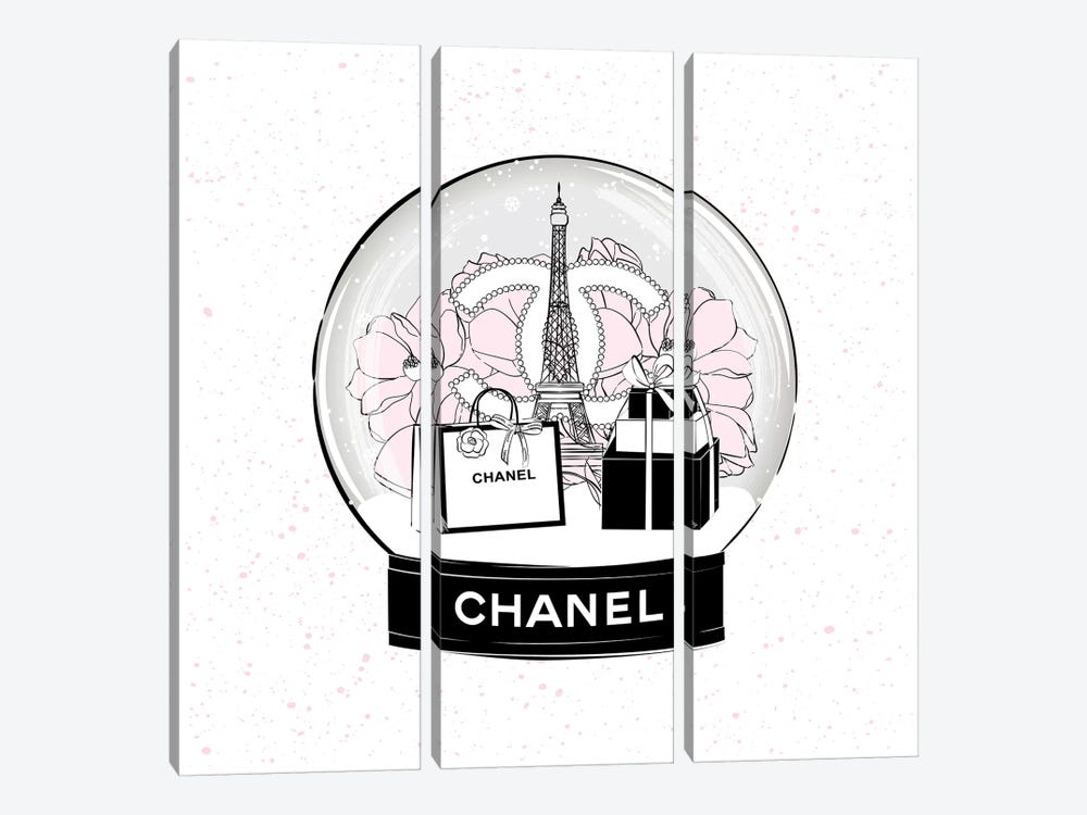 Chanel Snow Ball by Martina Pavlova 3-piece Canvas Wall Art