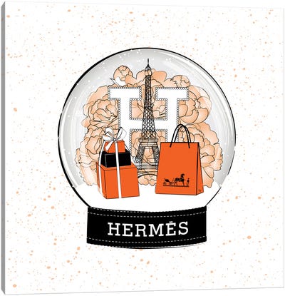 Hermes Snow Ball Canvas Art Print - The Eiffel Tower