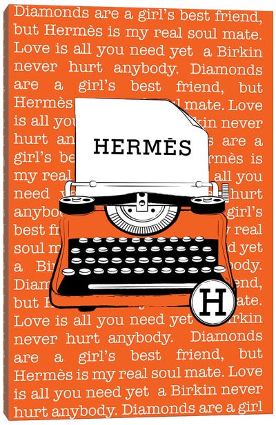 Hermes Typewriter Canvas Art Print - Martina Pavlova Fashion Brands