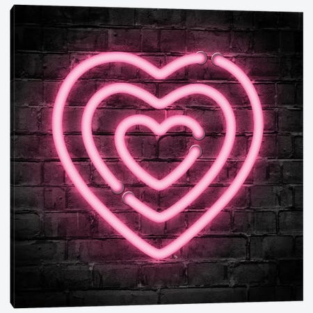 Neon Hearts Canvas Print #PAV531} by Martina Pavlova Canvas Art Print
