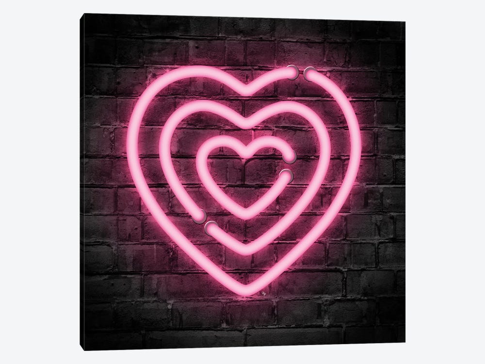 Neon Hearts by Martina Pavlova 1-piece Canvas Artwork