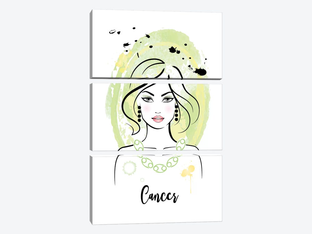 Cancer Horoscope Sign by Martina Pavlova 3-piece Canvas Print