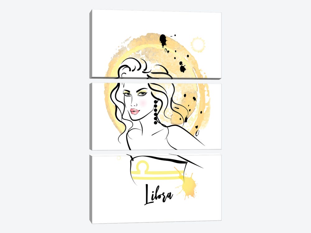 Libra Horoscope Sign by Martina Pavlova 3-piece Canvas Art