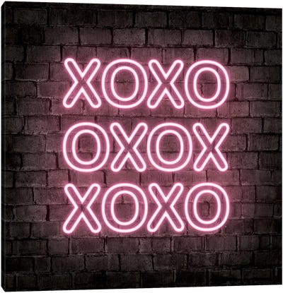 Neon Xoxo Pink Canvas Art Print - Martina Pavlova Quotes & Sayings