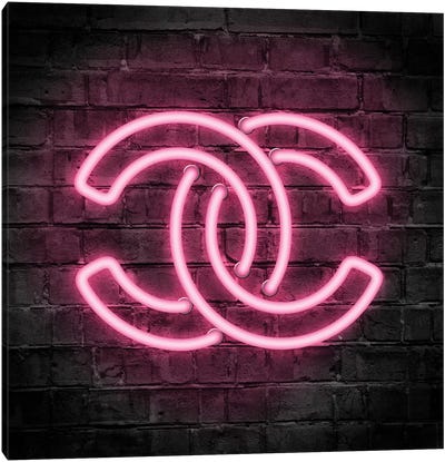 Neon Logo Pink Canvas Art Print - Martina Pavlova Fashion Brands