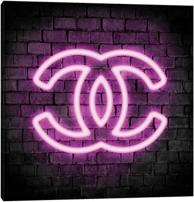 Neon Logo Purple Canvas Art Print - Neon Art