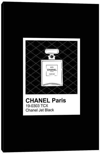 Black Chanel Pantone Canvas Art Print - Perfume Bottle Art