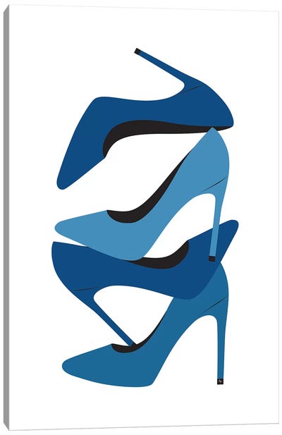 Blue Heels Canvas Art Print - Black, White & Blue Art