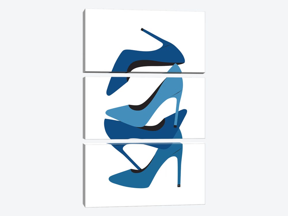 Blue Heels by Martina Pavlova 3-piece Canvas Wall Art