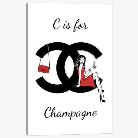 CC: C Is For Champagne Canvas Print #PAV56} by Martina Pavlova Canvas Art