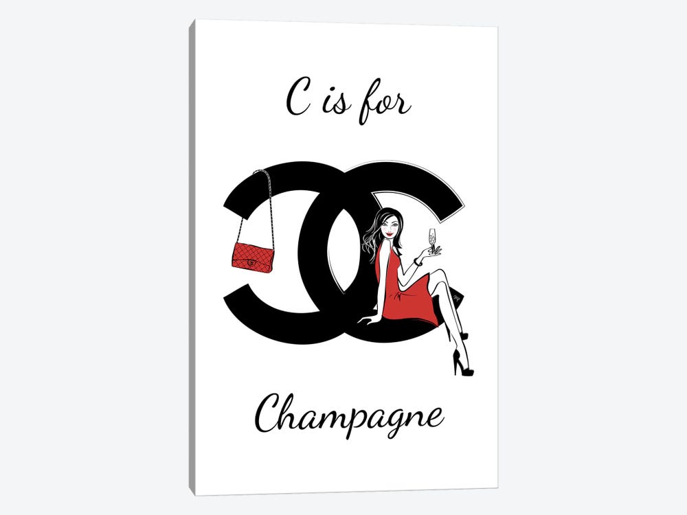 CC: C Is For Champagne by Martina Pavlova 1-piece Canvas Art