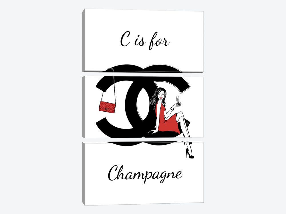 CC: C Is For Champagne by Martina Pavlova 3-piece Canvas Art
