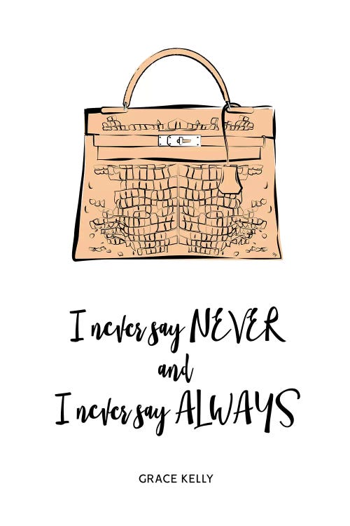 Grace Kelly Bag Quote Canvas Art Print by Martina Pavlova