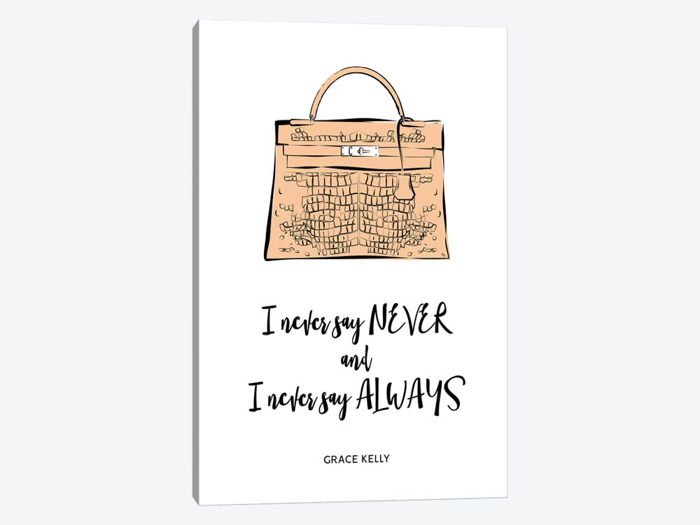Grace Kelly Bag Quote by Martina Pavlova 1-piece Canvas Art