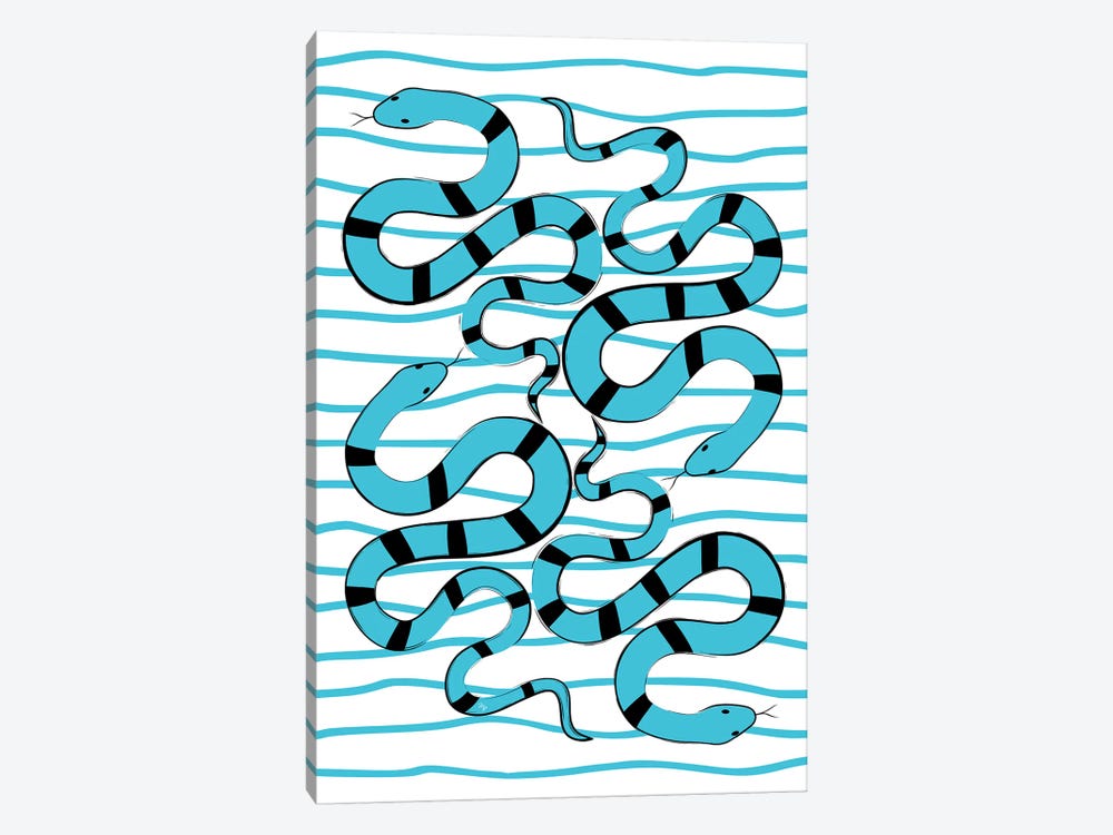Blue Snakes by Martina Pavlova 1-piece Canvas Art Print