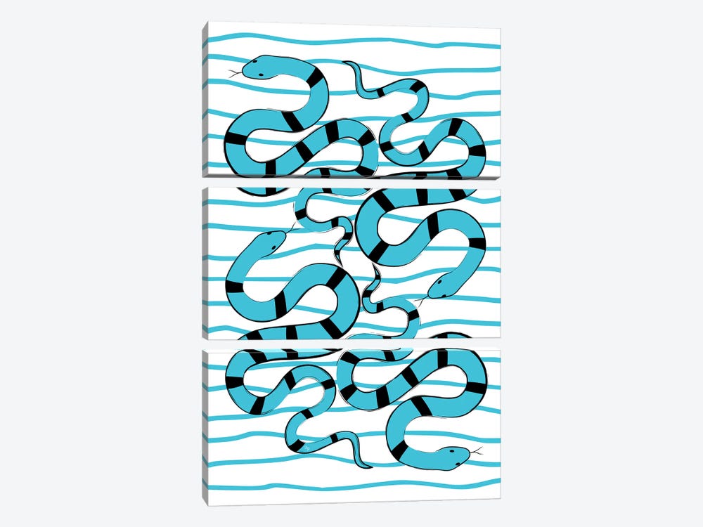 Blue Snakes by Martina Pavlova 3-piece Art Print