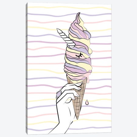 Unicorn Ice Cream Canvas Print #PAV595} by Martina Pavlova Canvas Art