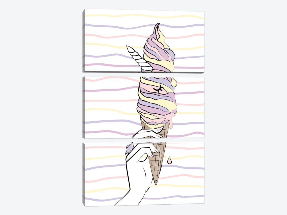 Unicorn Ice Cream by Martina Pavlova 3-piece Canvas Artwork