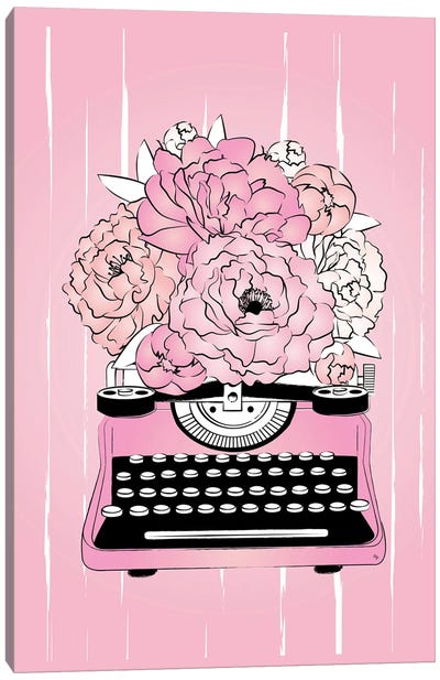 Floral Typewriter Canvas Art Print