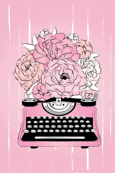 Peonies: Floral Typewriter by Martina Pavlova