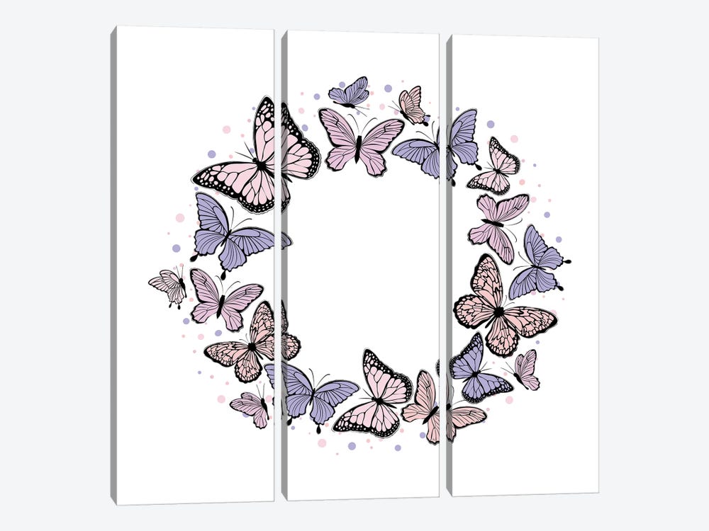 Butterfly Wreath by Martina Pavlova 3-piece Art Print